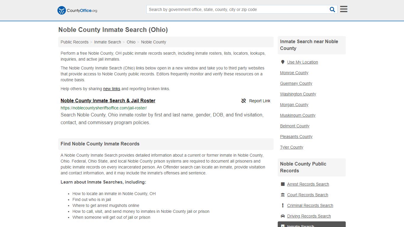 Inmate Search - Noble County, OH (Inmate Rosters & Locators)